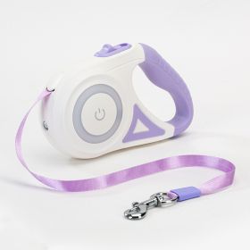 Streamer Led Lights Dog Leash Automatic Extending Nylon Leash Leads Premium Durable Pet Walking Leads Traction Rope Pet Products (Color: purple, size: 5M)